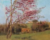 约翰威廉格维得 - Landscape - Blossoming Red Almond